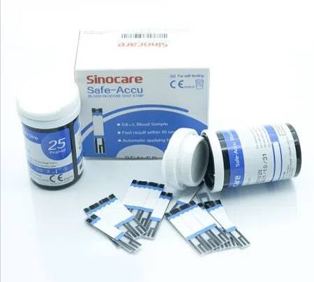Tiras reactivas sinocare safe accu 2 caja x 50 unidades + 50 lancetas gratis  