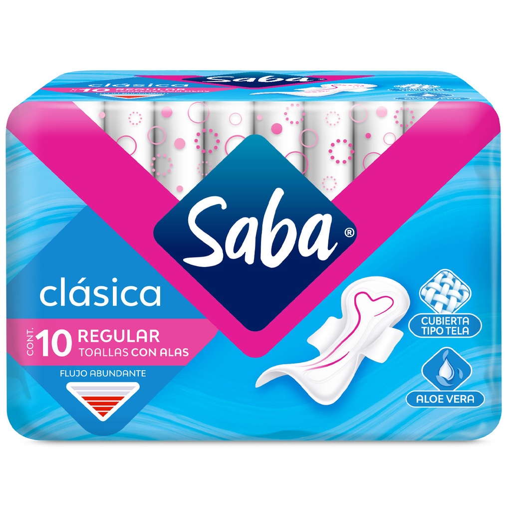SABA  CLASICA  C/ALAS X 10 TOALLAS FEMENINAS