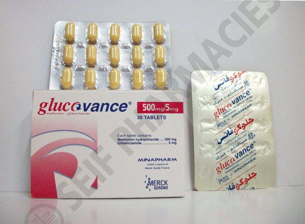 GLUCOVANCE 500/5MG X 30 TABLETAS | Farmacia502