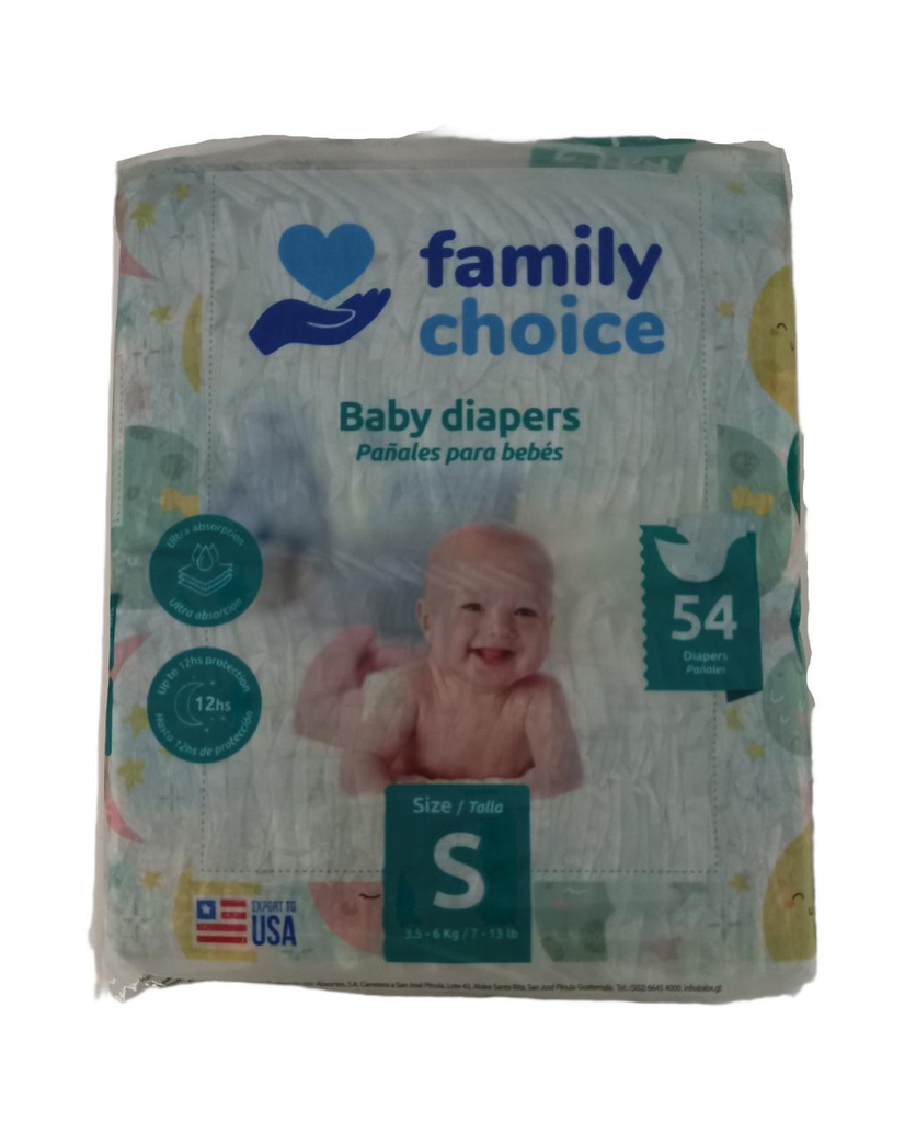 PAÑAL PARA BEBE FAMILY TALLA "S" X UNIDAD