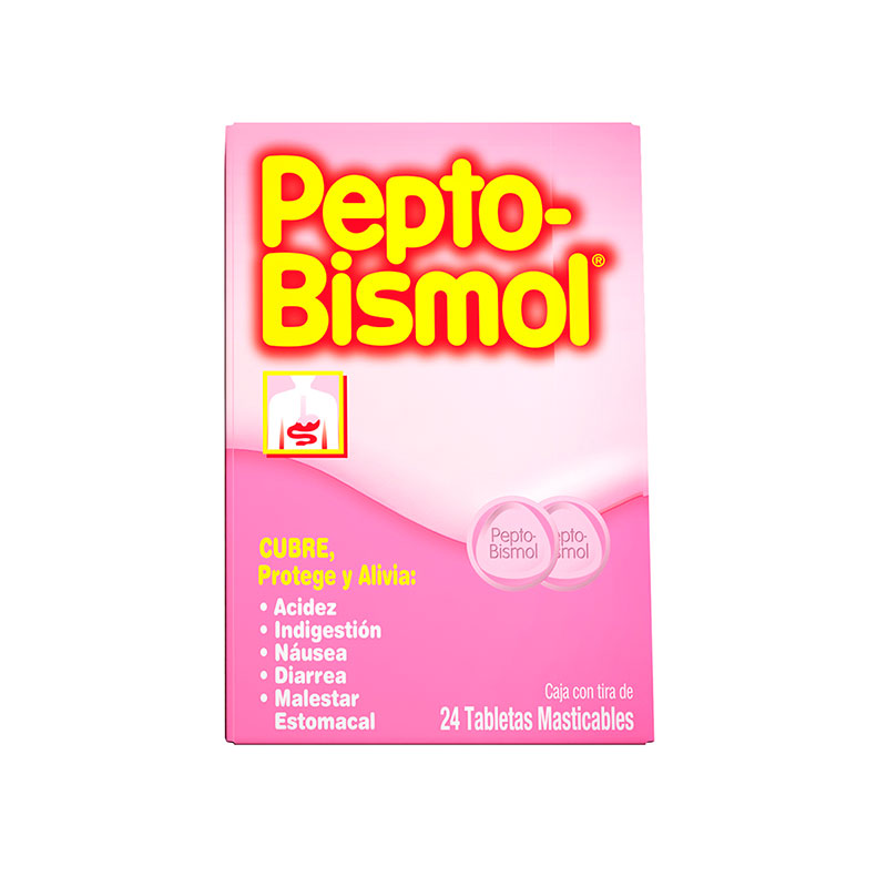 PEPTO BISMOL - CAJA DE 24 TABLETAS (GLAXOSMITHKLINE)